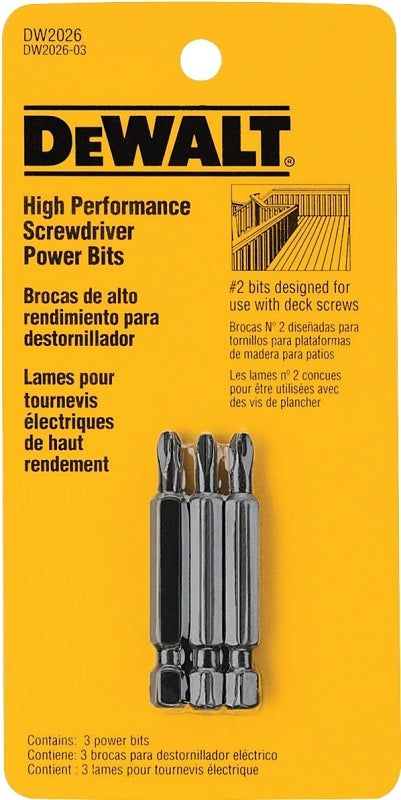 DEWALT DW2026 Z Power Bit, #2 Drive, Phillips Drive, 1/4 in Shank, Hex Shank, 2 in L, Steel