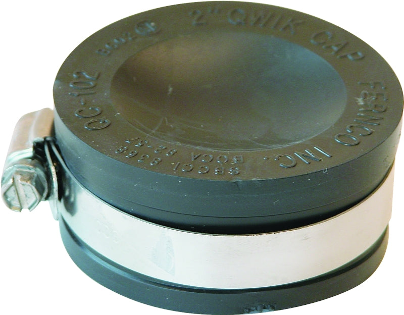 Fernco QC-102 Pipe Cap, 2 in, Slip-Joint, PVC Body, 4.3 psi Pressure