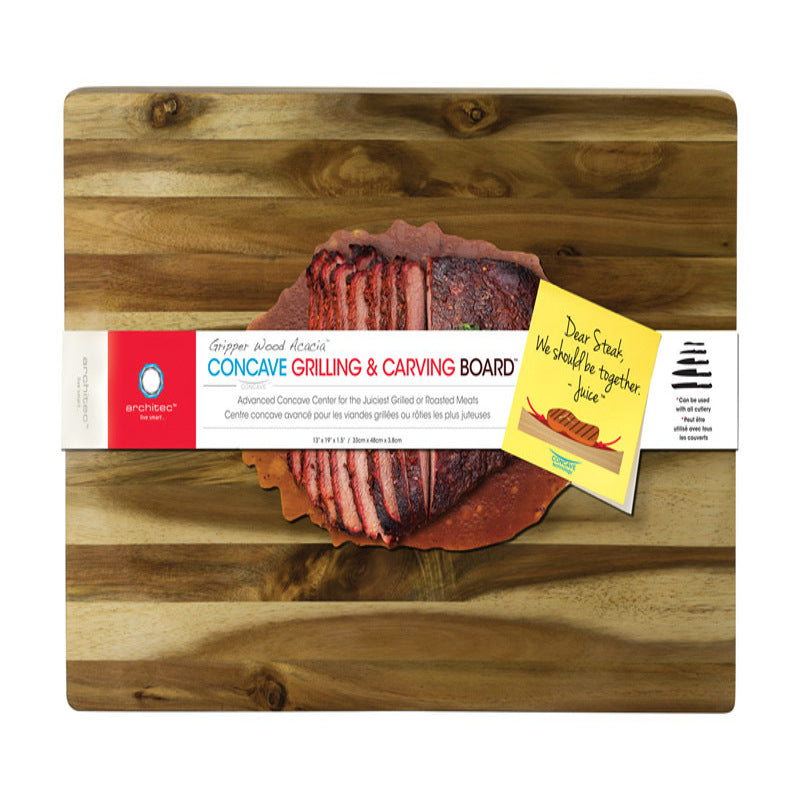 Architec Gripperwood 19 in. L X 13 in. W X 1.5 in. Acacia Wood Concave Carving Board, Pack of 3