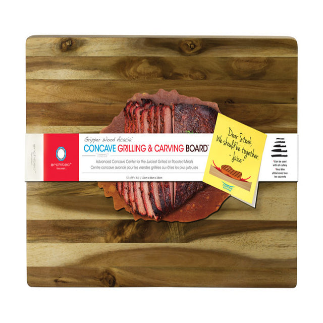 Architec Gripperwood 19 in. L X 13 in. W X 1.5 in. Acacia Wood Concave Carving Board, Pack of 3