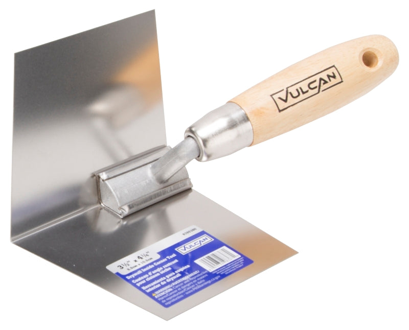Vulcan 164603L Trowel, 3-1/2 in W Blade, 4-1/4 in L Blade, Comfort Grip Handle, Hardwood Handle, 3-1/2 in Blade Radius