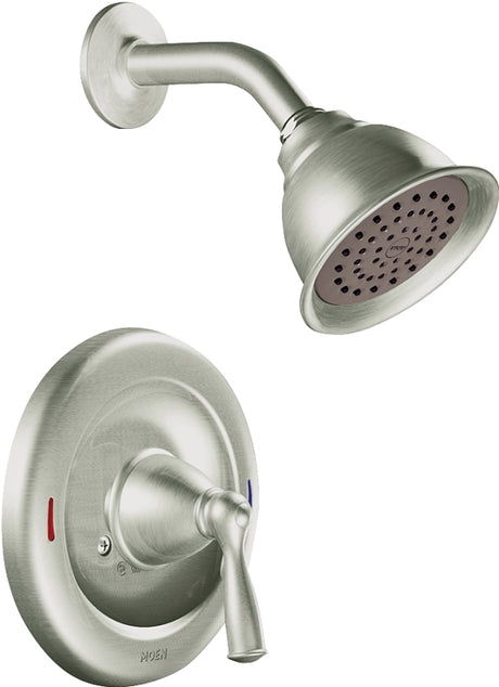Moen 82912SRN Shower Faucet, 1.75 gpm, 4 in Showerhead, Metal, Brushed Nickel, Lever Handle, 1-Handle, ADA Compliant
