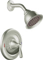 Moen 82912SRN Shower Faucet, 1.75 gpm, 4 in Showerhead, Metal, Brushed Nickel, Lever Handle, 1-Handle, ADA Compliant