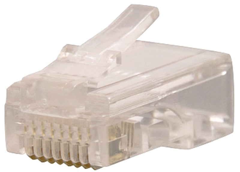 Gardner Bender GMC-88C5 Modular Plug, Rounded Cable, RJ-45 Connector, 8-Contact, 8-Position, White, 50/BAG