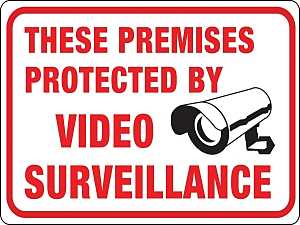 Hy-Ko 20619 Identification Sign, Rectangular, THESE PREMISES PROTECTED BY VIDEO SURVEILLANCE, Black/Red Legend, Plastic, Pack of 10