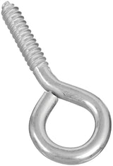 National Hardware N220-418 Large Screw Eye, #0, 2 in L Thread, 3-7/8 in OAL, 190 lb Working Load, Steel, Zinc, Pack of 10