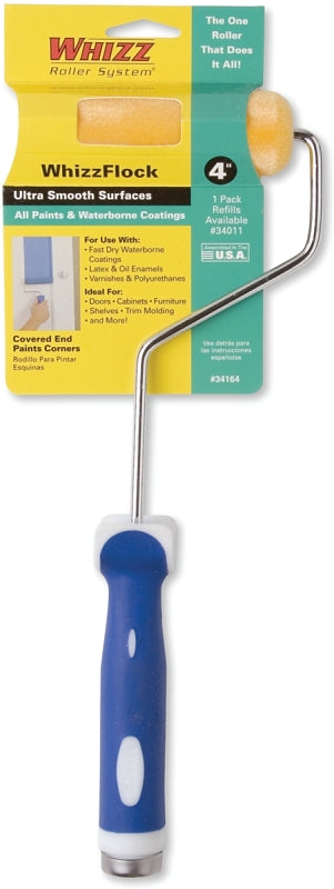 Whizz 34164 Mini Roller and Frame, Flock Roller, Soft Touch Handle, 4 in L Roller