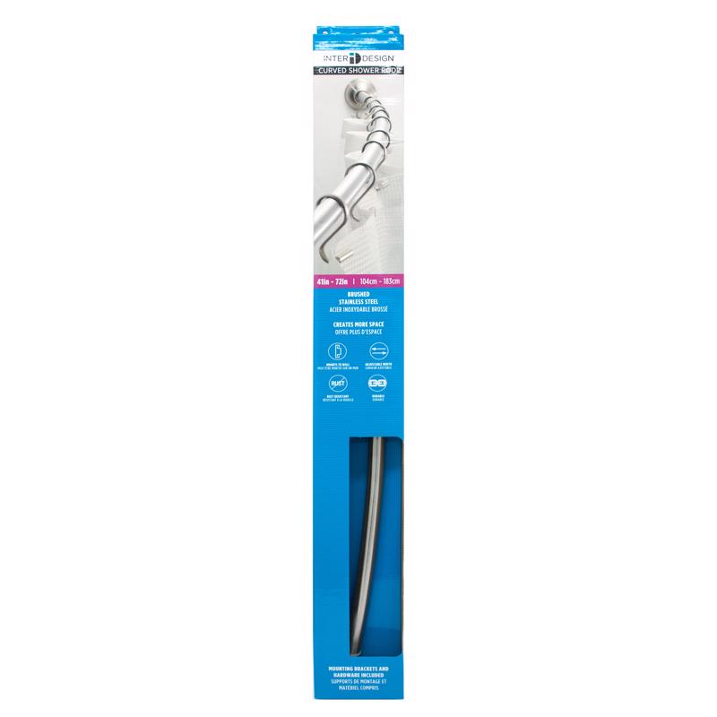 InterDesign Curved Shower Rod 72 in. L Brushed Silver, Pack of 4