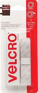 VELCRO Brand 90079 Hook and Loop Fastener, 3/4 in W, 18 in L, Nylon, White, Rubber Adhesive