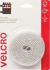 VELCRO Brand 90087 Hook and Loop Fastener, 3/4 in W, 5 ft L, Nylon, White, 5 lb, Rubber Adhesive