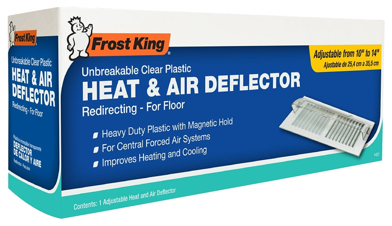 Frost King HD7 Heat and Air Deflector, 10 to 14 in L, 12-1/2 to 16 in W, Plastic, Clear