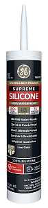 GE Supreme Silicone 2821640 Kitchen & Bath Sealant, White, 24 hr Curing, 10.1 fl-oz Cartridge, Pack of 12