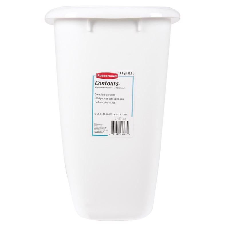 Rubbermaid Contours 3.5 gal White Plastic Vanity Wastebasket, Pack of 6