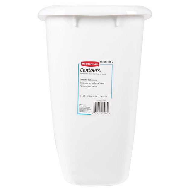 Rubbermaid Contours 3.5 gal White Plastic Vanity Wastebasket, Pack of 6
