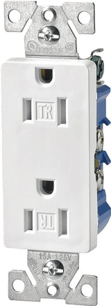 Eaton Wiring Devices TR1107W-BOX Duplex Receptacle, PVC, White, 2-Pole, 15 A, 125 V, Push-in, Side Wiring, NEMA: 5-15R