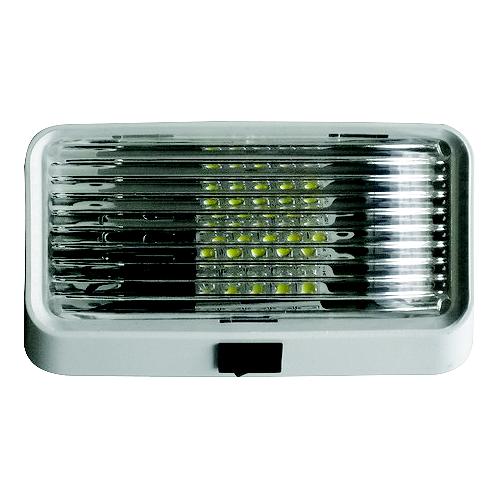 Valterra DG52723VP LED Surface Mt. Porch Light w/Switch, Rectangular, White w/Clear Lens