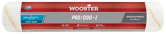 Wooster RR642-14 Roller Cover, White, 3/8 in Thick Nap, 14 in L, Fabric Cover
