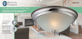 Boston Harbor F51WH02-1005-BN Flush-Mount Ceiling Fixture, 120 V, 60 W, 2-Lamp, CFL Lamp, Brushed Nickel Fixture