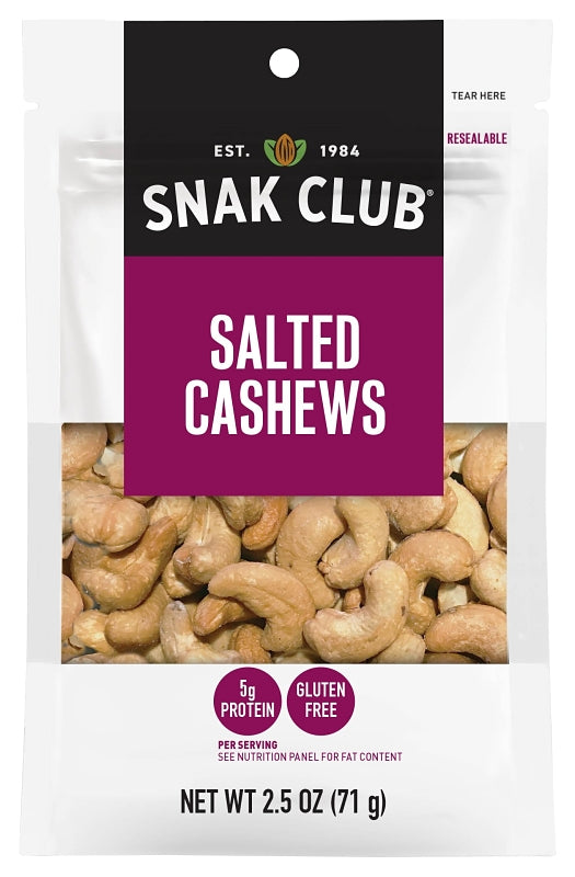 Snak Club CSU29330 Salted Cashews, 2.5 oz, Pack of 6