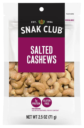 Snak Club CSU29330 Salted Cashew, 2.5 oz, Pack of 6