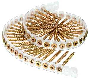 Senco 08F Series 08F175Y Screw, 2/3 in Thread, 1-3/4 in L, Flat Head, #2 Drive, Steel, Zinc