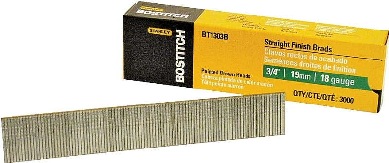 Bostitch BT1303B Nail, 3/4 in L, 18 Gauge, Steel, Coated, Brad Head, Smooth Shank