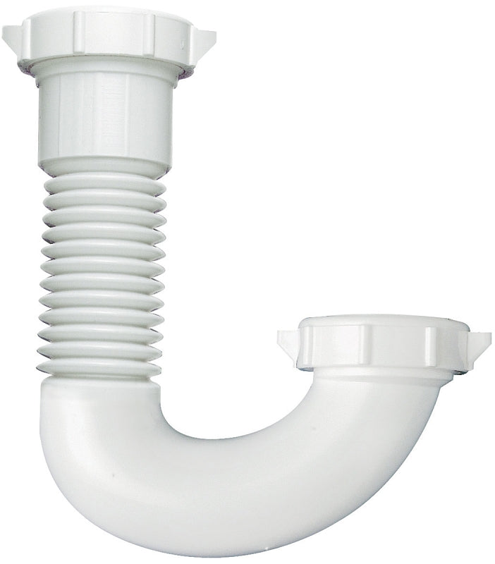 Plumb Pak PP812-50 J-Bend, 1-1/2, 1/2 x 1-1/4 in, Slip-Joint, Plastic, White