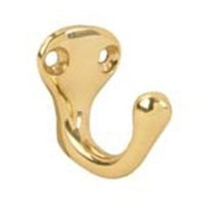 Schlage 581A3 Series Robe Hook, Wall Mounting, 1-1/4 in H x 1-1/4 in W Dimensions, Aluminum, Brass, Pack of 20