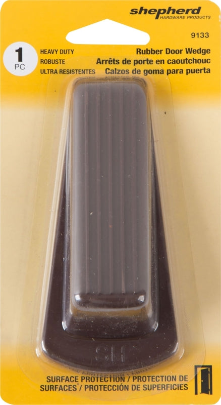 Shepherd Hardware 9133 Wedge Door Stop, Brown, 4.3/4 in L, 2-1/8 in W, Rubber