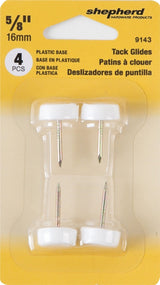 Shepherd Hardware 9143 Tack Furniture Glide, Round, 5/8 in Dimensions, Plastic, White, 4/PK, Pack of 6