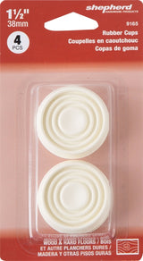 Shepherd Hardware 9165 Caster Cup, Round, 1-1/2 in Dia Dimensions, Rubber, Off-White, 4/PK, Pack of 6