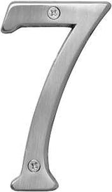 Hy-Ko BR-43SN, Prestige Series BR-43SN/7 House Number, Character: 7, 4 in H Character, Brass, Pack of 3