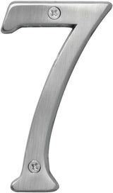 Hy-Ko BR-43SN, Prestige Series BR-43SN/7 House Number, Character: 7, 4 in H Character, Brass, Pack of 3