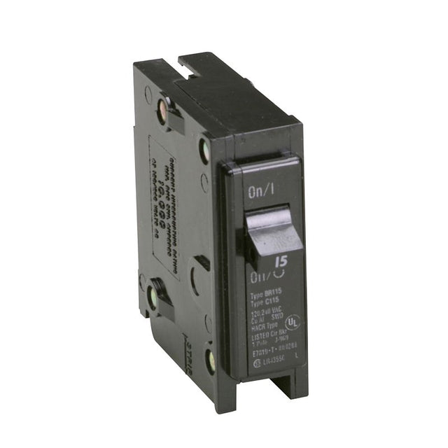 Cutler-Hammer BR115 Mini Circuit Breaker, Type BR, 15 A, 1-Pole, 120/240 V, Plug