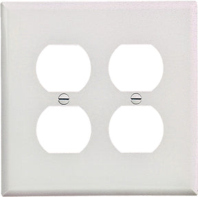 Eaton Wiring Devices PJ82W Series Duplex and Single Receptacle Wallplate, Mid-Size, 4-7/8 in L, 4-15/16 in W, 2-Gang