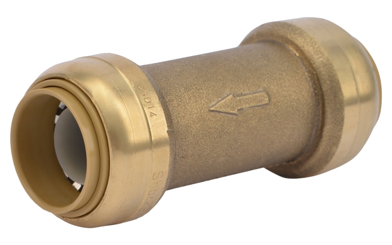 SharkBite U2016-0000LFA Check Valve, 3/4 in, Push-Fit, 200 psi Pressure, Brass Body