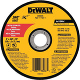 DEWALT DW8725 Cutting Wheel, 6 in Dia, 0.04 in Thick, 7/8 in Arbor, Very Fine, Aluminum Oxide Abrasive