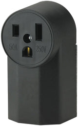 Eaton 1252 Power Receptacle, 2-Pole, 250 V, 50 A, Back, Bottom Wiring, NEMA: NEMA 6-50R, Black