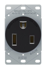 Eaton Cooper Wiring 1254-BOX Power Receptacle, 2-Pole, 250 V, 50 A, NEMA: NEMA 6-50R, Black