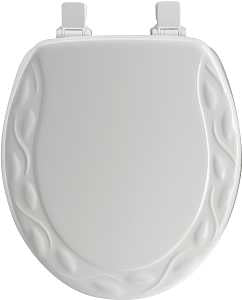 Mayfair 34EC-000 Toilet Seat, 16-1/2 in L, 14.4 in W, 2 in H, Round, Wood, White, Twist Hinge
