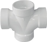 Canplas 192186 DWV Double Sanitary Pipe Tee, 2 in, Hub, PVC, White