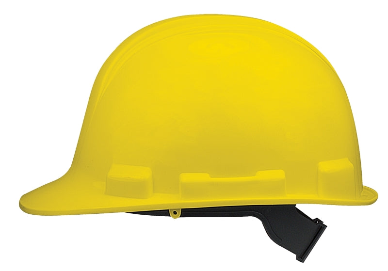 Safety Works SWX00345-01 Hard Hat, Yellow, 4-Point Textile Suspension, HDPE Shell, Class: E, Slip Ratchet Wheel Ratchet