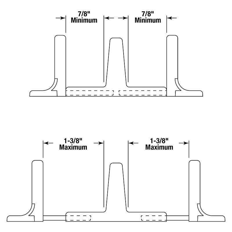 Prime-Line N 6761 Door Guide, 2-1/8 in L x 1-1/4 in H Dimensions, Nylon, White, Floor, 2/PK