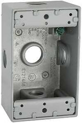 Hubbell 5323-0 Weatherproof Box, 18.3 cu-in, 5-Outlet, 1-Gang, Aluminum, Powder-Coated, Gray