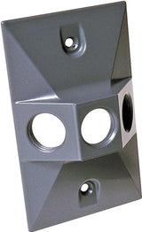 Hubbell 5189-0 Cover, Cluster, Lampholder, 4-19/32 in L, 2-27/32 in W, Rectangular, 1-Gang, Gray, 20/CT