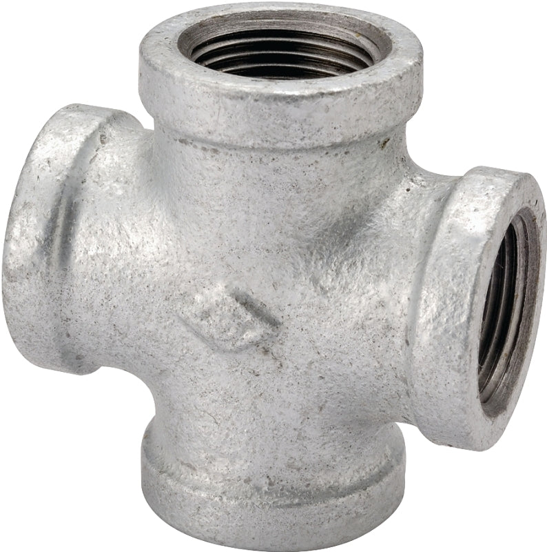 ProSource PPG180-40 Pipe Cross, 1-1/2 in, Female, Malleable Iron, 40 Schedule, 300 psi Pressure