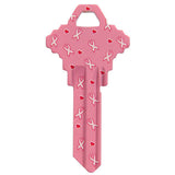 HILLMAN Breast Cancer Awareness Pink Breast Cancer Ribbon House/Office Universal Key Blank SC1 Singl, Pack of 6