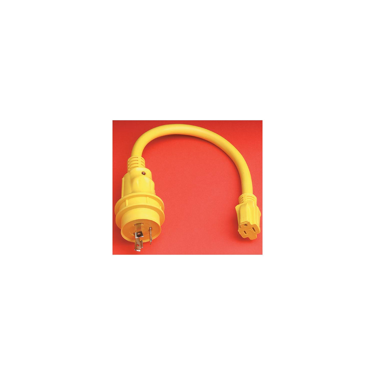 Marinco Standard Pigtail Adapter Dock Side Male 30A 125V Locking to Boat Side Female 15A 125V Straight Blade