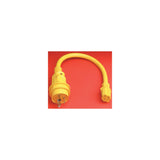 Marinco Standard Pigtail Adapter Dock Side Male 30A 125V Locking to Boat Side Female 15A 125V Straight Blade