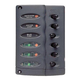 Marinco Contour Switch Panel Includes 6 Switches and 3 Inline Fuse Holders